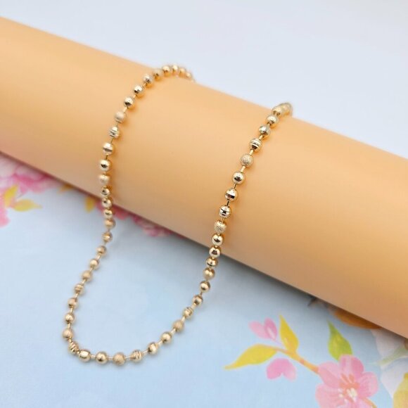 "rose Gold Beaded Ball Chain Necklace, 20 Inch, Gold Plated Brass, XPNL0106 - Picture 5 of 12